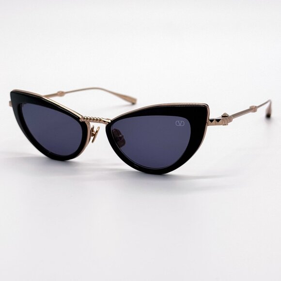 NEW VALENTINO SUNGLASSES VLS-102A GOLD/BLACK CAT EYE WOMEN EYEWEAR - Picture 3 of 14